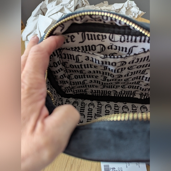 NWT Juicy Couture Black Velvet/Velour Liquorice Obsession Crossbody/Shoulder Bag - Picture 10 of 16